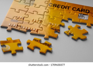 Credit card on jigsaw puzzle for Online shopping concept