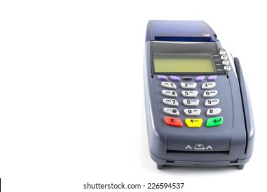 Credit Card Reader Machine On White Background