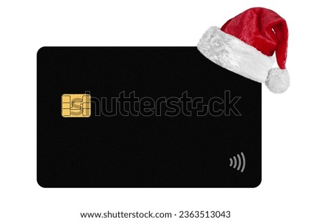 credit card with a Santa Claus hat for Christmas on the white backgrounds
