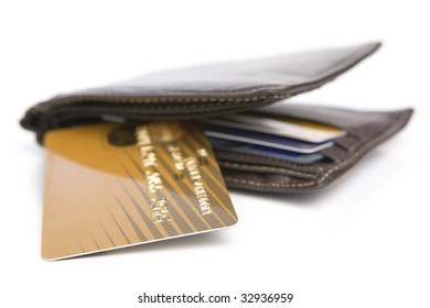 Credit Card And Wallet On White Background