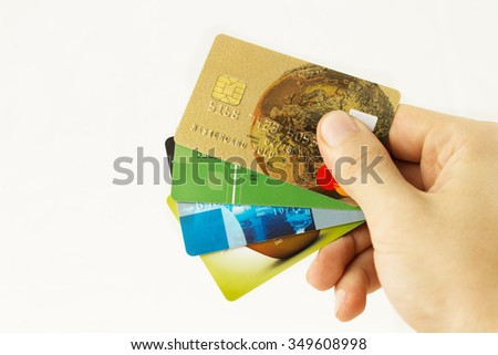 Credit cards in the hand isolated