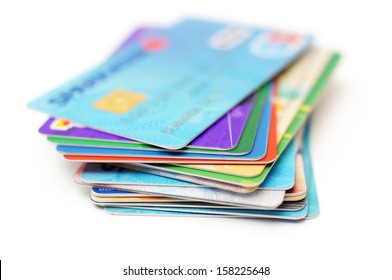 Credit Cards Stack On White