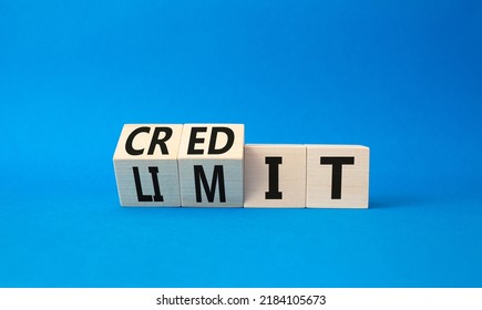 Credit limit symbol. Turned wooden cubes with words credit and limit. Beautiful blue background. Business and Credit limit concept. Copy space - Shutterstock ID 2184105673