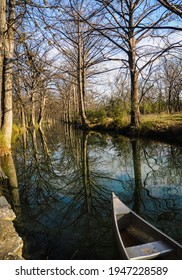 Creek, Canoe Wimberly, Texas, Reflections In The Stream