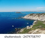 Creeks of Provence, Marseille, beach, boats and turquoise paradise water in south of France by summer