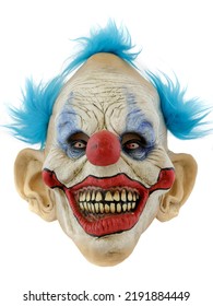 Creepy Clown Latex Mask Isolated Against White Background