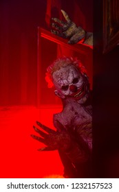 Creepy Haunted Prop Inside A Haunted House. Halloween Prop. Haunted Prison