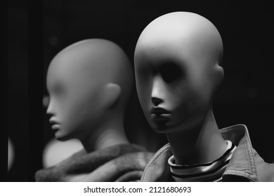 Creepy Mannequins At A Mall In Grayscale