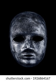 Creepy Mask Isolated On Black With Clipping Path