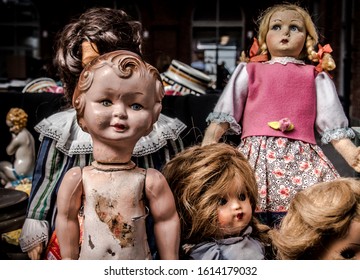 Creepy Vintage Dolls In A Flea Market