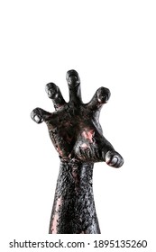 Creepy zombie hand isolated on white background with clipping path
