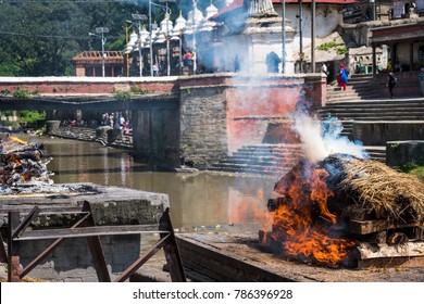 cremation ceremony at Pashupatinath temple on the Bagmati River.