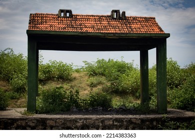 Cremation Ground Where The Dead Bodies Are Burnt In Open Air Pyre After Last Rites.