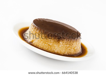 Similar – Creme caramel. Egg pudding on wooden background