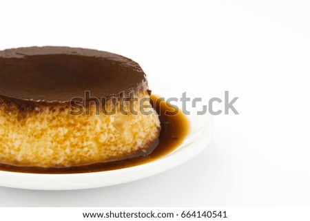 Similar – Creme caramel. Egg pudding on wooden background