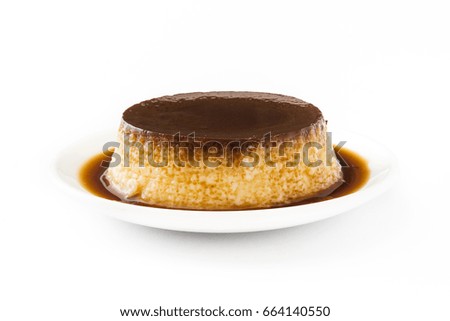 Similar – Creme caramel. Egg pudding on wooden background