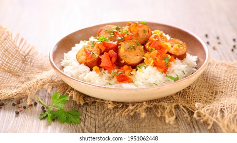 Creole Dish- Rougail Saucisse And Rice