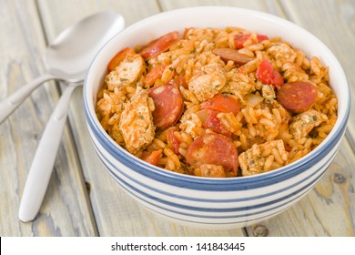 Creole Jambalaya - Rice cooked with chicken, smoked sausage and tomatoes.