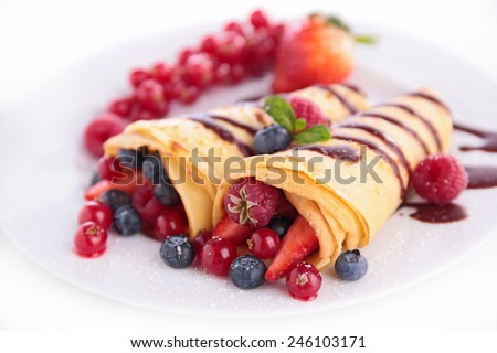 Image, Stock Photo Crepes with berries Food