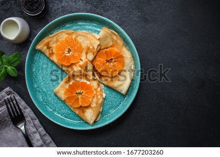Similar – Image, Stock Photo Crepes with berries Food