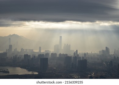 Crepuscular Ray Appeared After Raining 