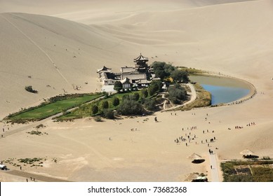 Crescent Moon Lake In Desert