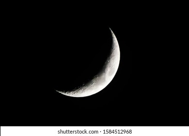 A crescent moon on a clear night