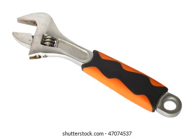 Steel Wrench Isolated On White Background Stock Photo 605939867