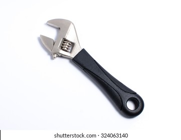 Crescent Wrench On White Background.