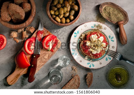 Cretan food raki with olive oil