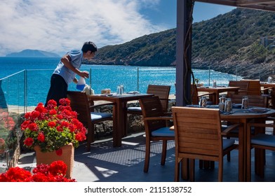 Crete, Greece, 2018, September, 16, Employees Of A Hotel Complex At Work