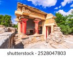 Crete, Greece. The ruins of Lustral Basin in the largest Bronze Age archaeological site of Knossos, Minoan civilization.