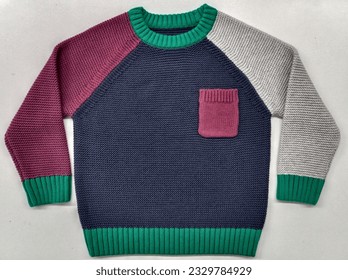 Crew Neck Gather stitch Toddler Boys Knitted Sweater and Jumper.