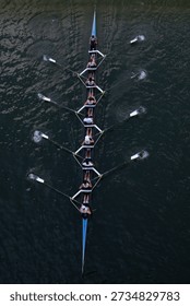 Crew Team Rowing in Competition