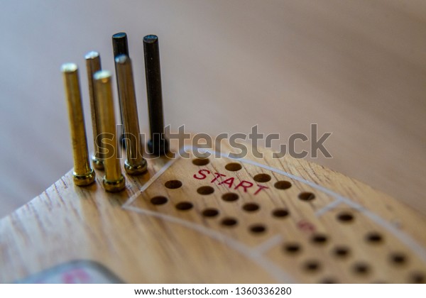 Cribbage Board Close Macro Cards Pegs Stock Photo Edit Now