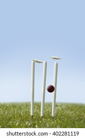 Cricket Ball Hitting The Wicket