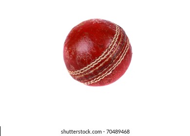 A Cricket Ball Isolated On A White Background.