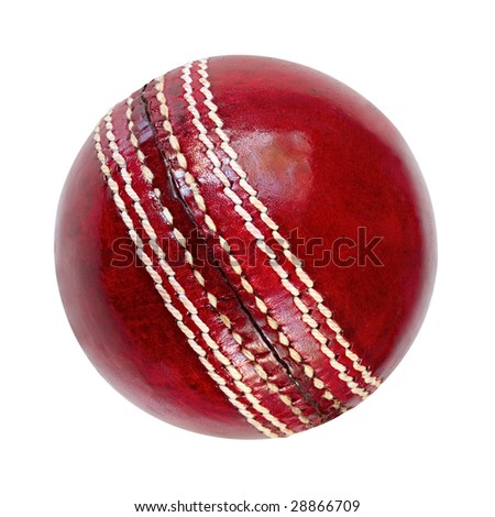 Cricket ball, isolated on white.  Classic red leather.