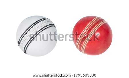 cricket balls isolated on white background red and white balls