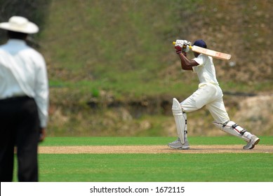 A cricket batsman getting ready to hit - Powered by Shutterstock