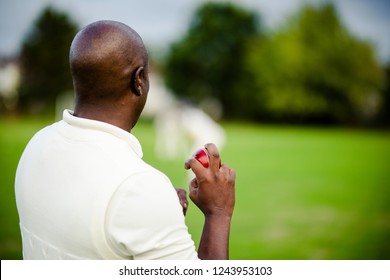 Cricket bowler ready to pitch the ball - Powered by Shutterstock