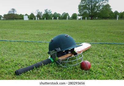 Cricket Match On English Village Green