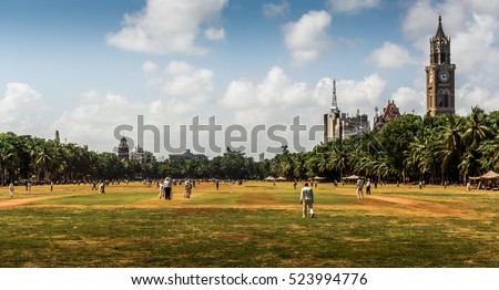 cricket played on Oval maidan in Mumbai, India