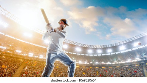 Cricket player on a professional stadium - Powered by Shutterstock