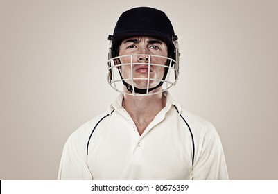 Cricket player wearing helmet , close-up, portrait - Powered by Shutterstock