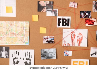 Crime Board Hanging On Wall In FBI Agent's Office