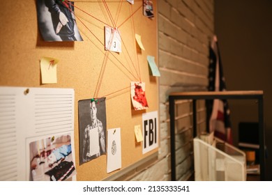 Crime Board Hanging On Wall In FBI Agent's Office