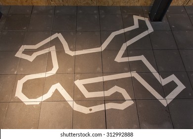 Crime Scene Chalk Line Of A Body