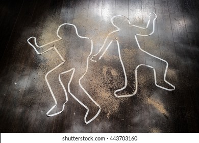 Crime Scene Chalk Outline Of A Dead Body