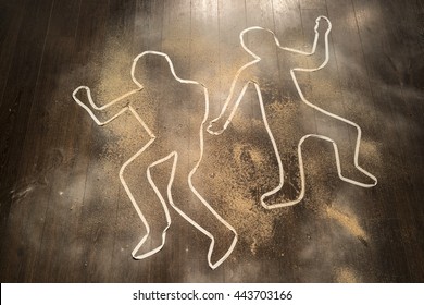 Crime Scene Chalk Outline Of A Dead Body